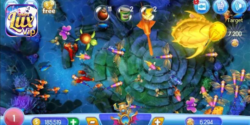 Giao diện game bắn cá ăn xu với hiệu ứng sống động